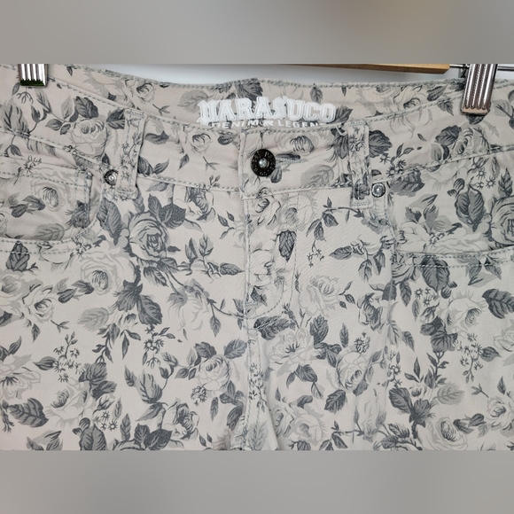 5/30$ Parasuco size 29 womens floral print pastel slim skinny light grey jeans - Picture 2 of 5